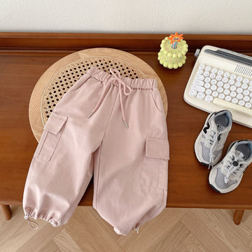 Toddler Girl Solid Color Worker Pink Pants