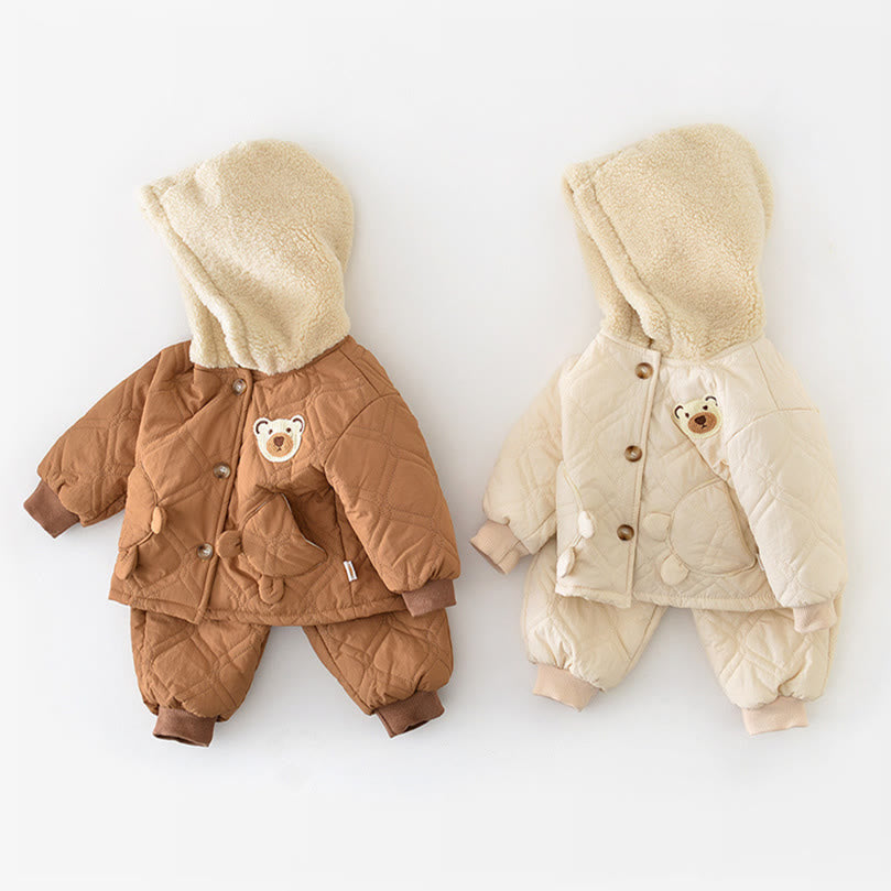 Baby Bear Quilted Fleece Hooded Set