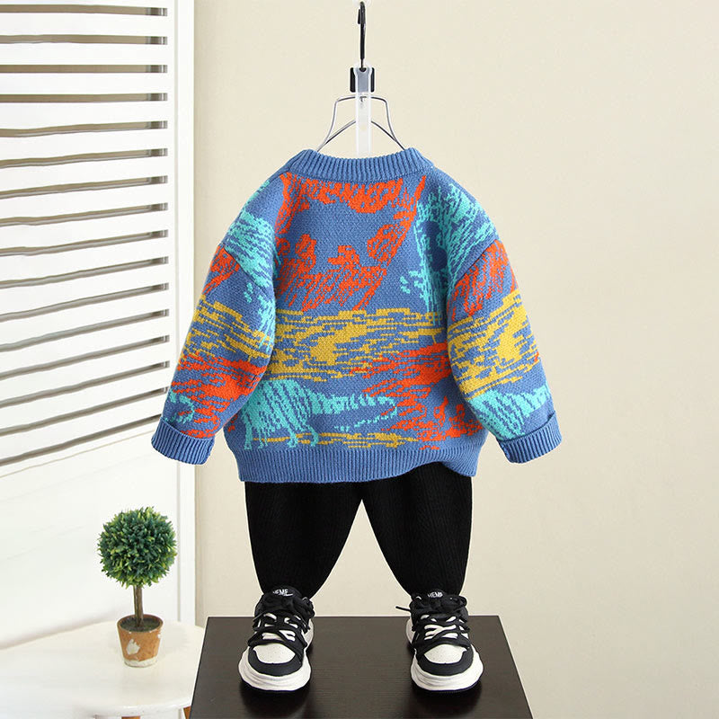 Toddler Boy Animal Blue Sweater