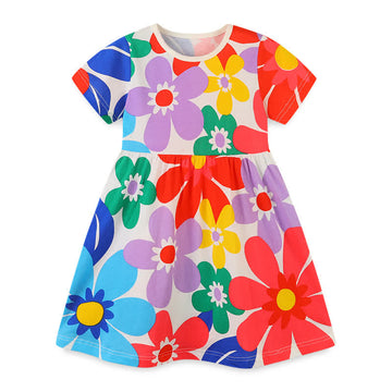 Toddler Girl Sunflower Cew Neck Dress