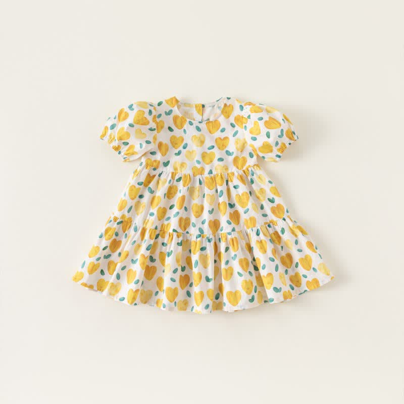 Toddler Girl Heart Puff Sleeve Dress