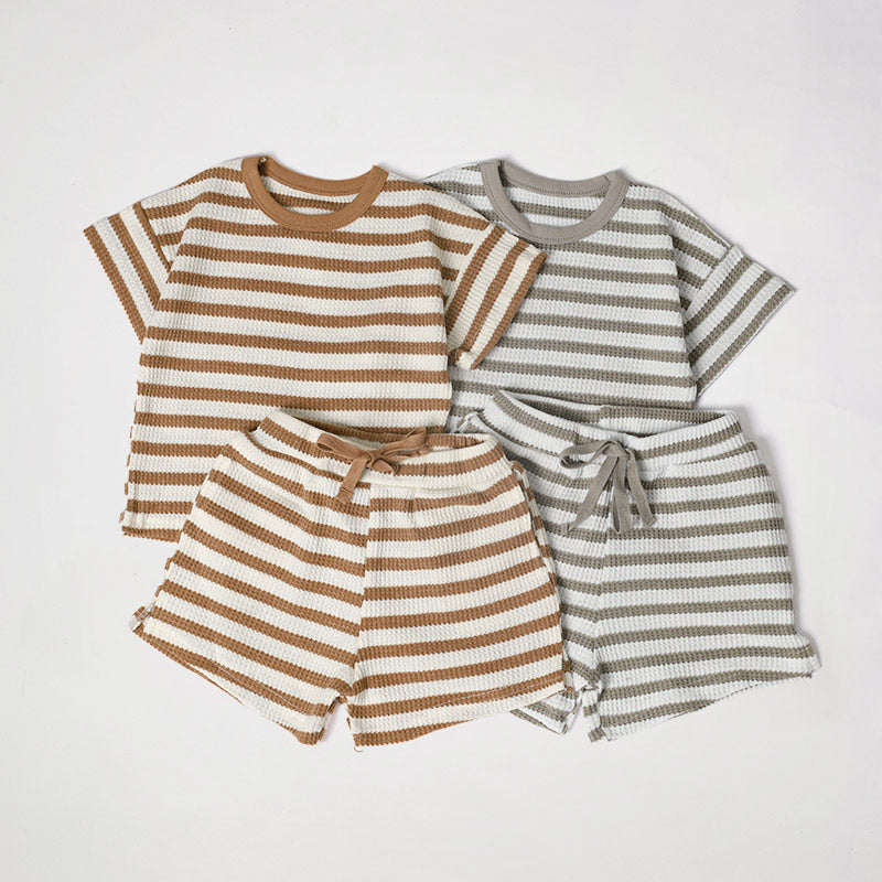 Baby Striped Tee and Binding Shorts Set