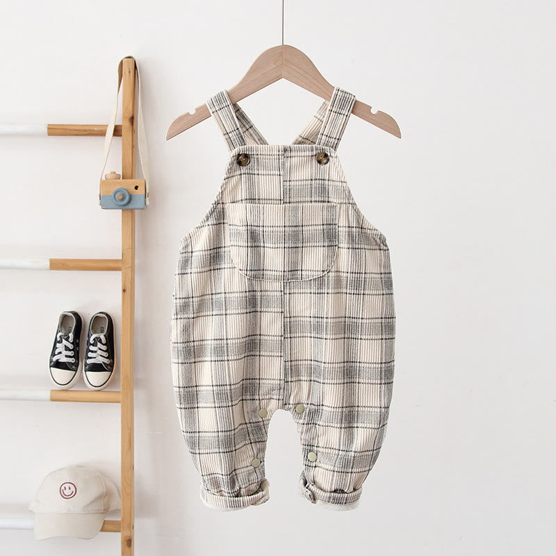 Baby Plaid Fleece Lined Overalls