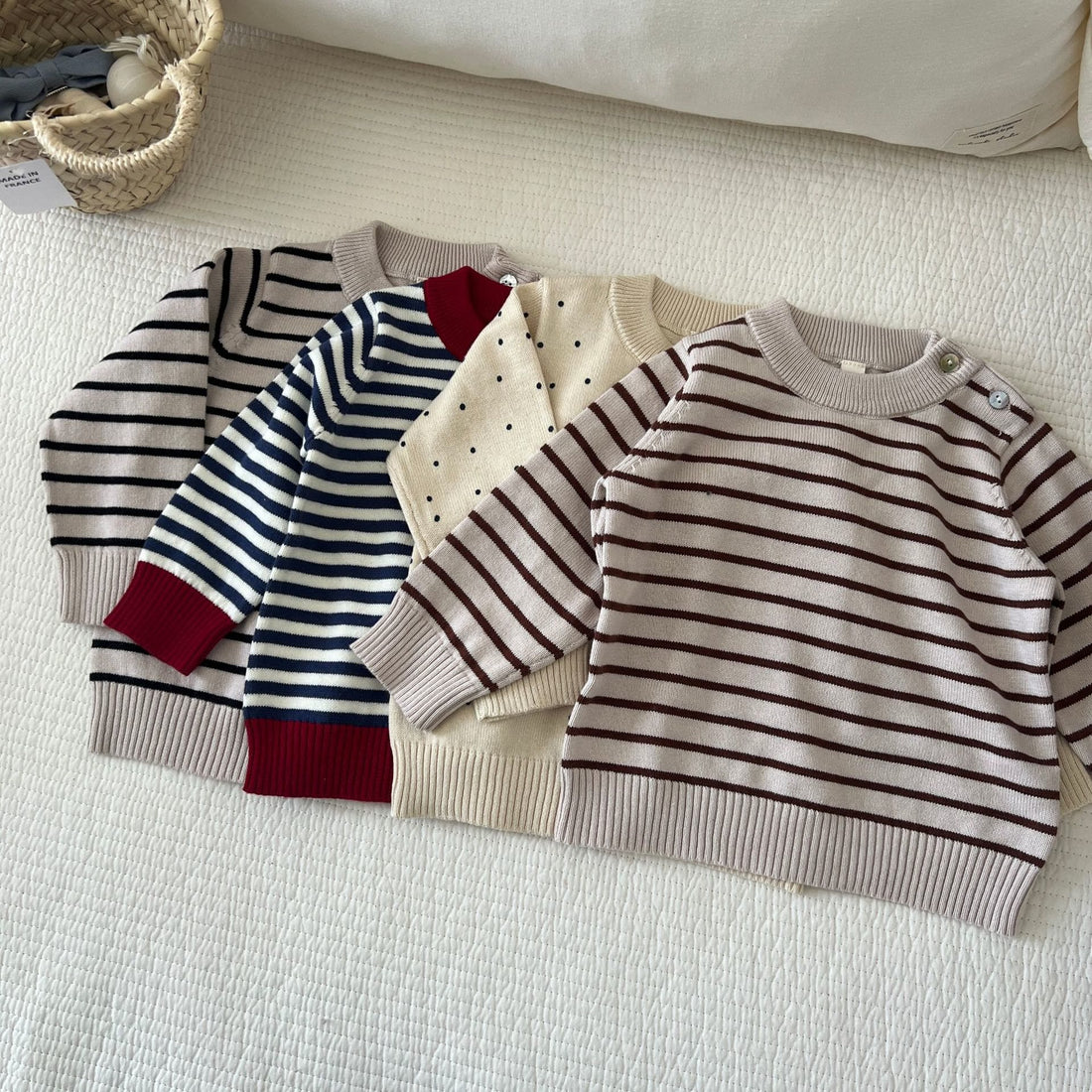 Baby Striped Dots Knitted Casual Sweater