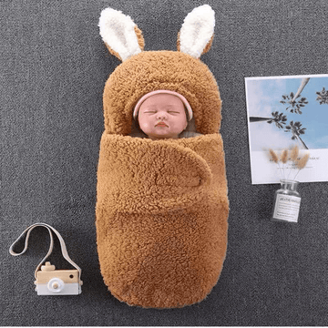 Baby Solid Color Bunny Ears Hooded Sleeping Bag