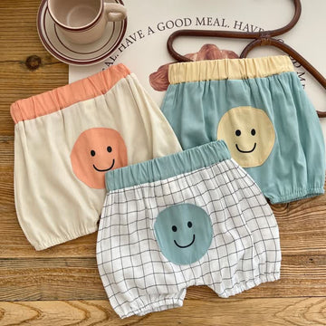 Baby Plaid Smiley Patch Shorts