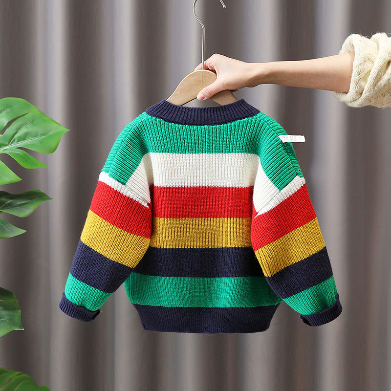 Toddler Boy Striped Button Design Sweater