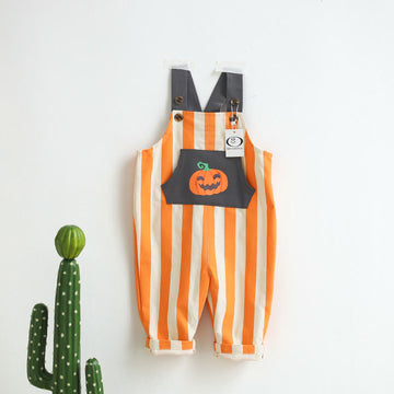 Baby Pumpkin Striped Pocket Overalls