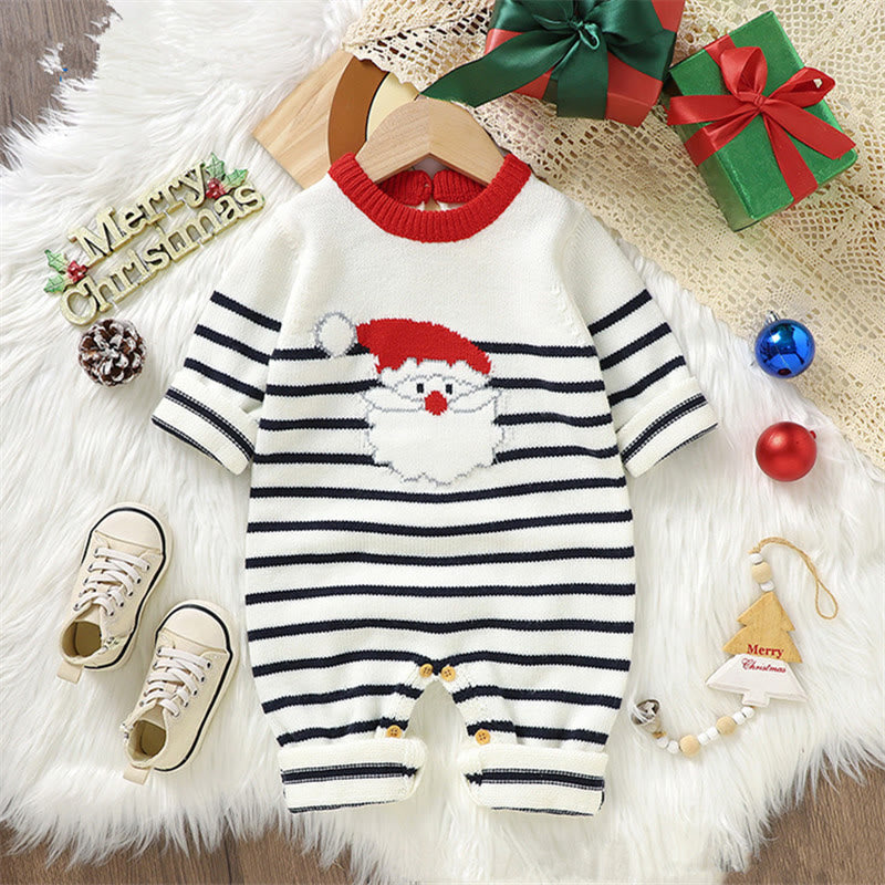 Baby Santa Claus Knitted Striped Romper