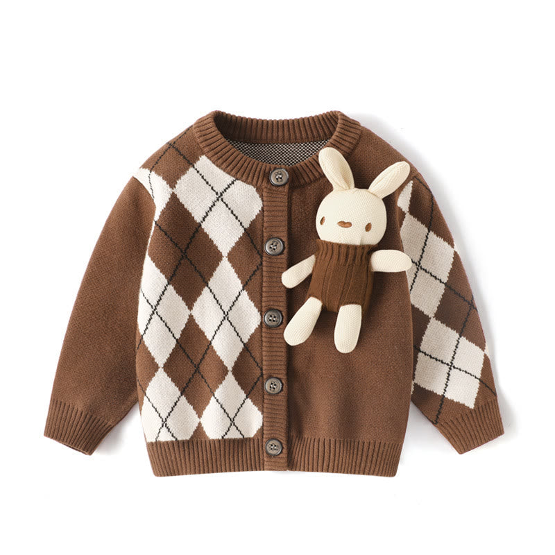 Toddler Knitted 3D Bunny Diamond Cardigan