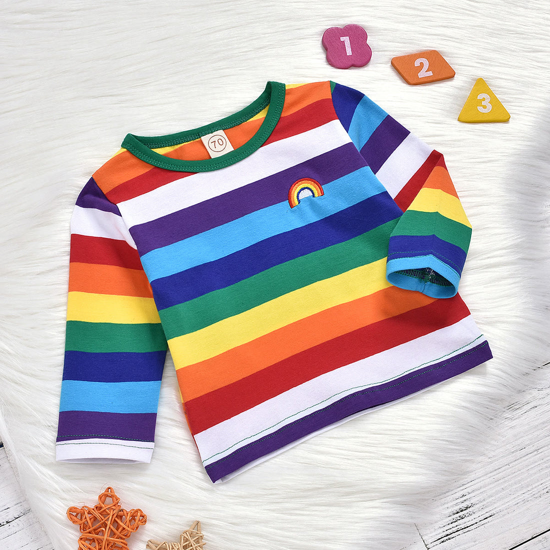 Baby Toddler Round Neck Rainbow Multicolor T-shirt