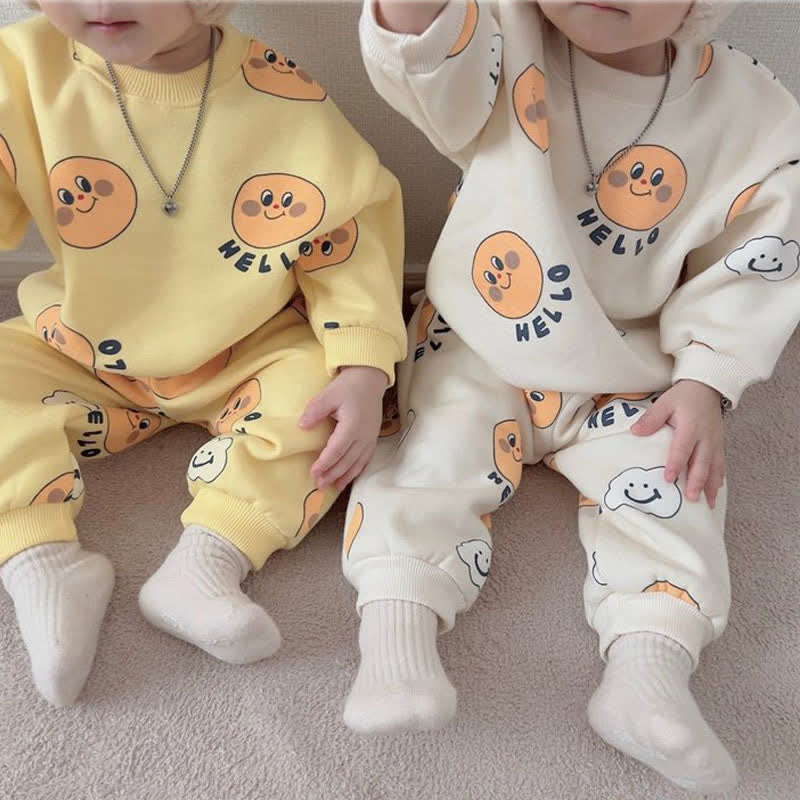 HELLO Baby Smiley Fleece Lined 2 Pieces Set