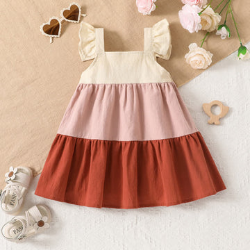 Baby Ruffled Color Block Dress