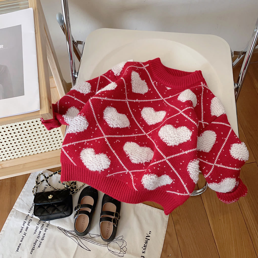 Toddler Girl Heart Red Sweater