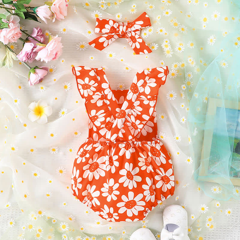 Baby Daisy Sleeveless Bodysuit with Headband