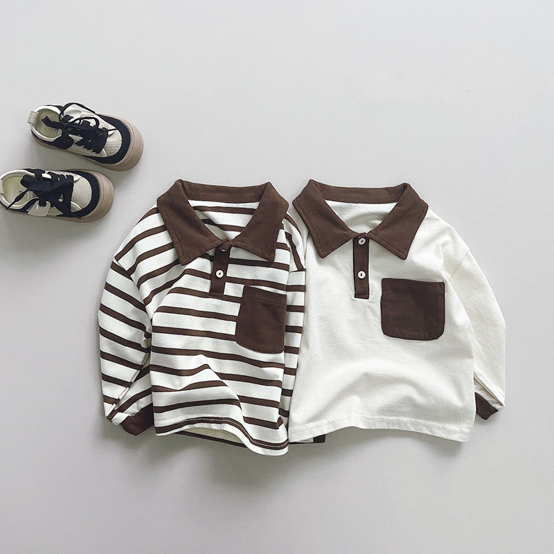 Toddler Striped Collar Pocket Sweatshirt