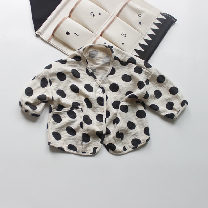 Toddler Polka Dot Linen Loose Outerwear