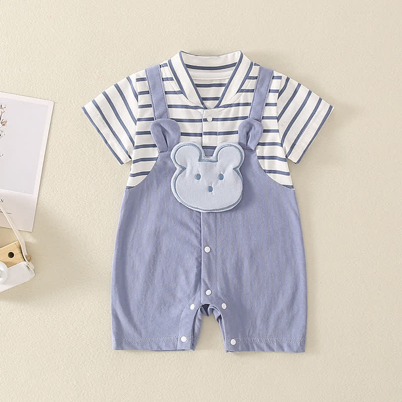 Baby Striped Bunny Splicing Romper