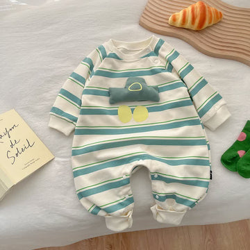 Baby Striped Eyes Crew Neck Romper