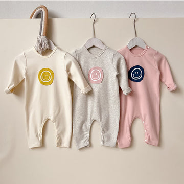 Baby Smiley Patch Crew Neck Romper