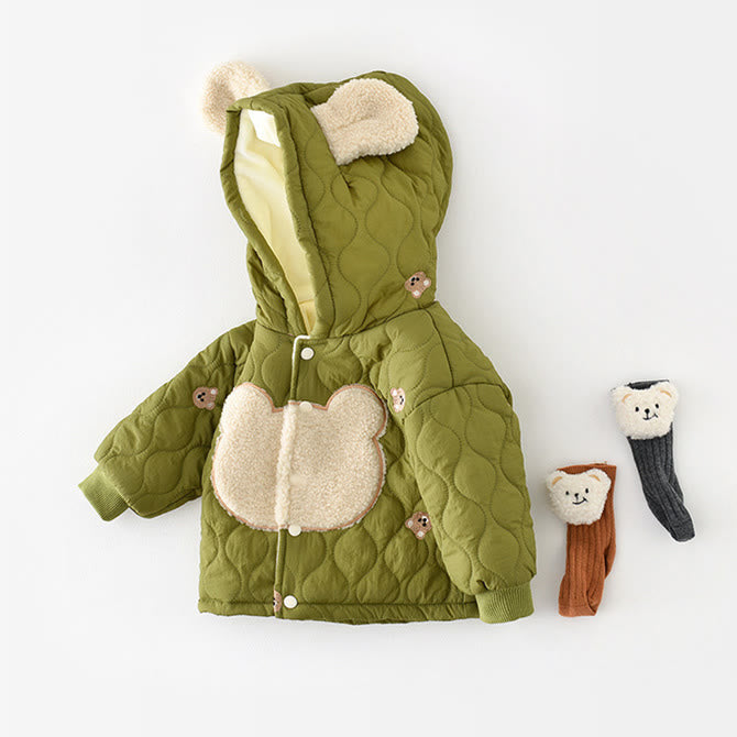 Baby Green Bear Fleece Hooded Coat