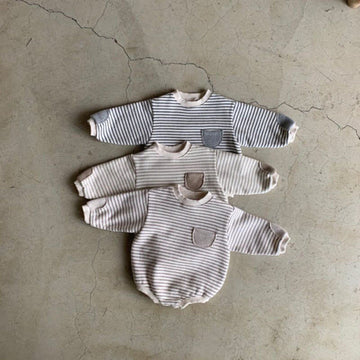 Baby Striped Patch Round Neck Bodysuit