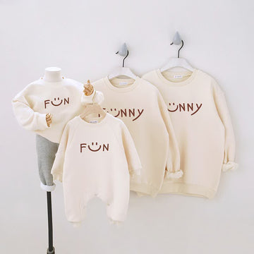 FUN Family Matching Smiley Face Romper Sweatshirt