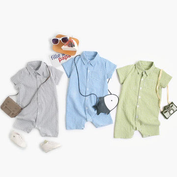 Baby Boy Plaid Polo Collar Romper