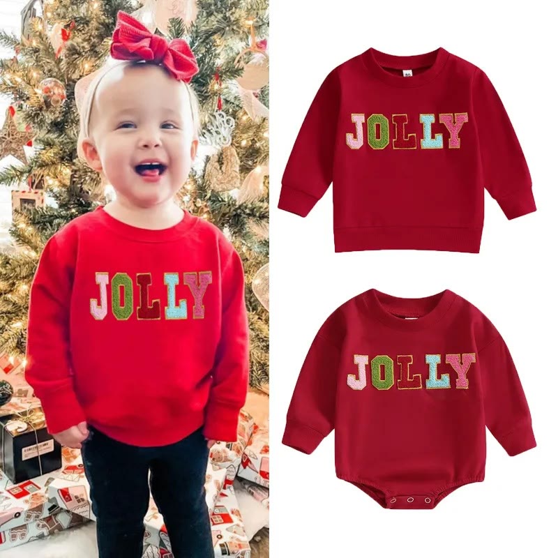 JOLLY Baby Red Slogan Romper Sweatshirt