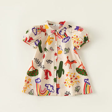 Toddler Girl Rainbow Cactus Dress