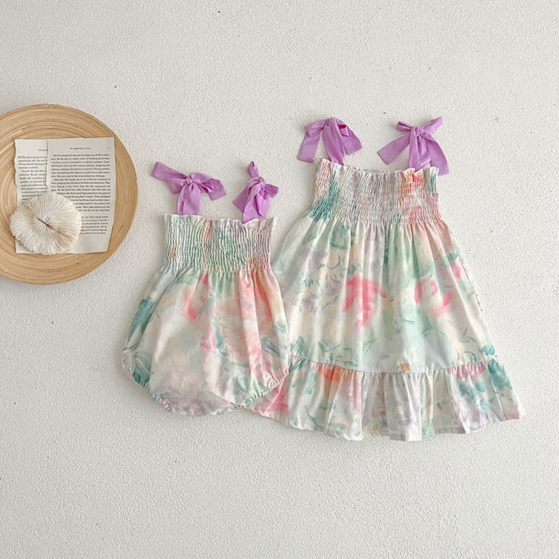 Baby Flowers Camisole Bodysuit with Sister Dress