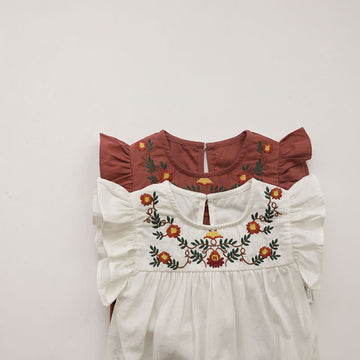 Baby Embroidered Flower Vintage Bodysuit