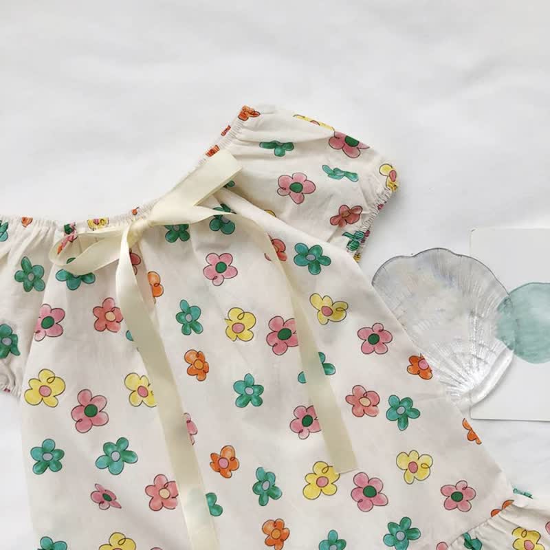 Toddler Girl Square Neck Flower Dress