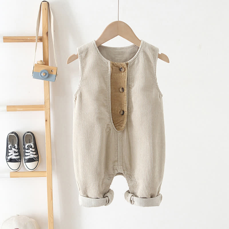 Baby Color Block Corduroy Strap Overalls