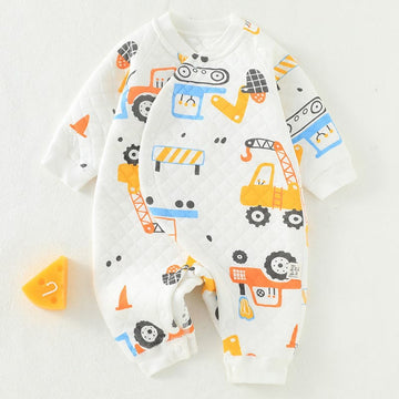Baby Quilted Engineering Vehicle Romper