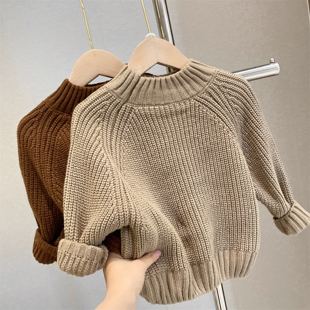 Toddler Casual Solid Color Knitted Loose Sweater