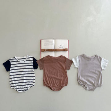 Baby Color Block Striped Crew Neck Bodysuit