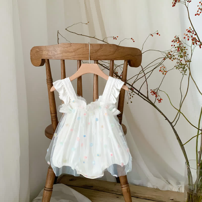 Baby Flower Strap Mesh Skirted Bodysuit