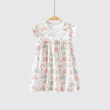 Baby Rainbow Flower Ruffled Dress