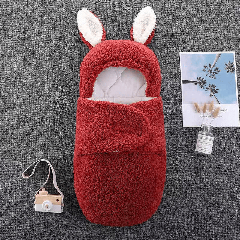 Baby Solid Color Bunny Ears Hooded Sleeping Bag