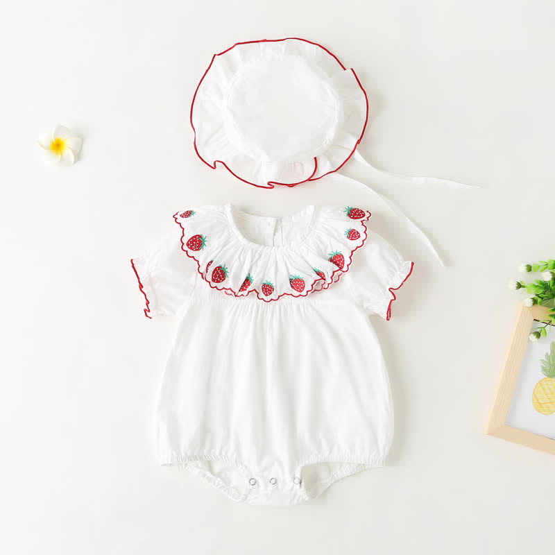 Baby Strawberry Bodysuit with Hat