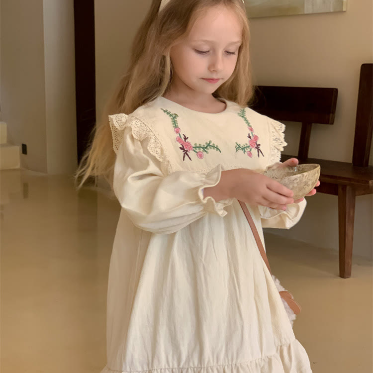 Toddler Girl Embroidered Flower Princess Dress