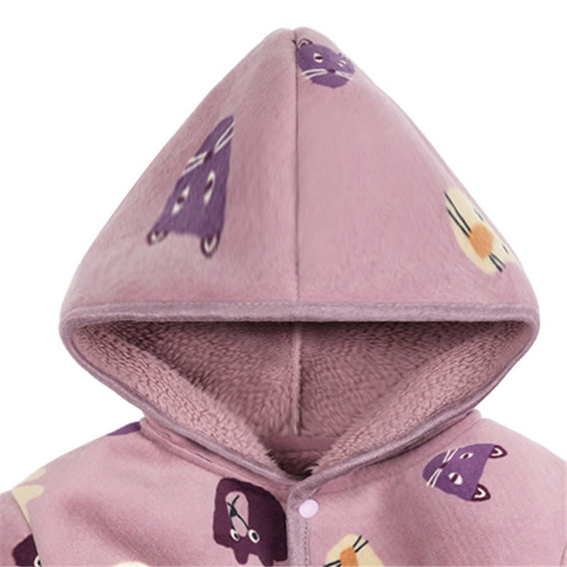 Baby Animal Cute Hooded Purple Romper