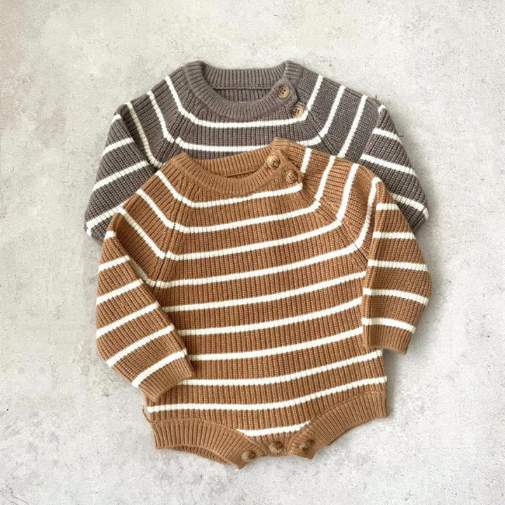 Baby Knitted Striped Simple Casual Bodysuit