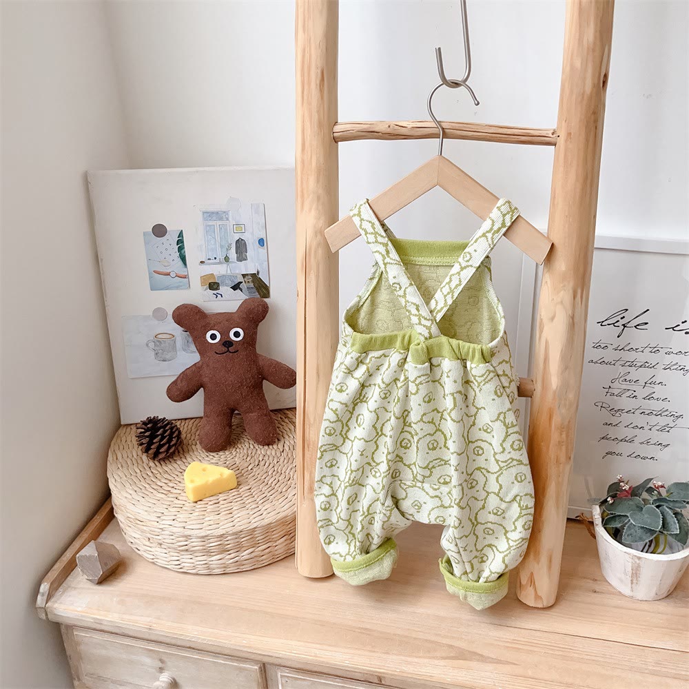 Baby Bear Green Cute Overalls