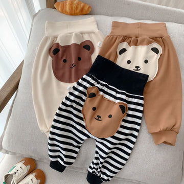 Baby Bear Patch Striped Pants