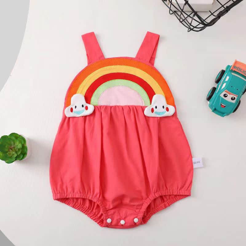 Baby Embroidered Rainbow Smiley Strap Bodysuit