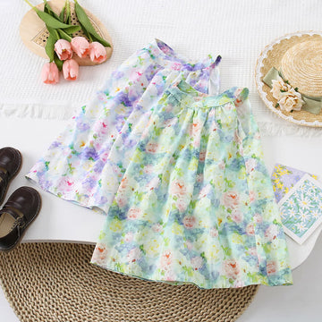 Toddler Girl Flower Halter Neck A Line Dress