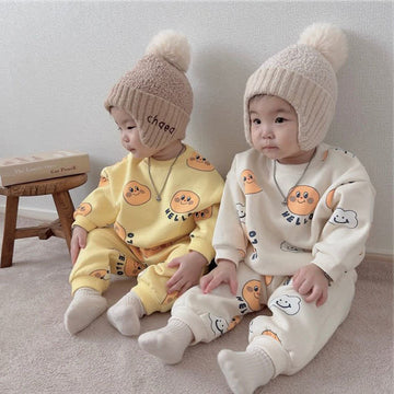 HELLO Baby Smiley Fleece Lined 2 Pieces Set