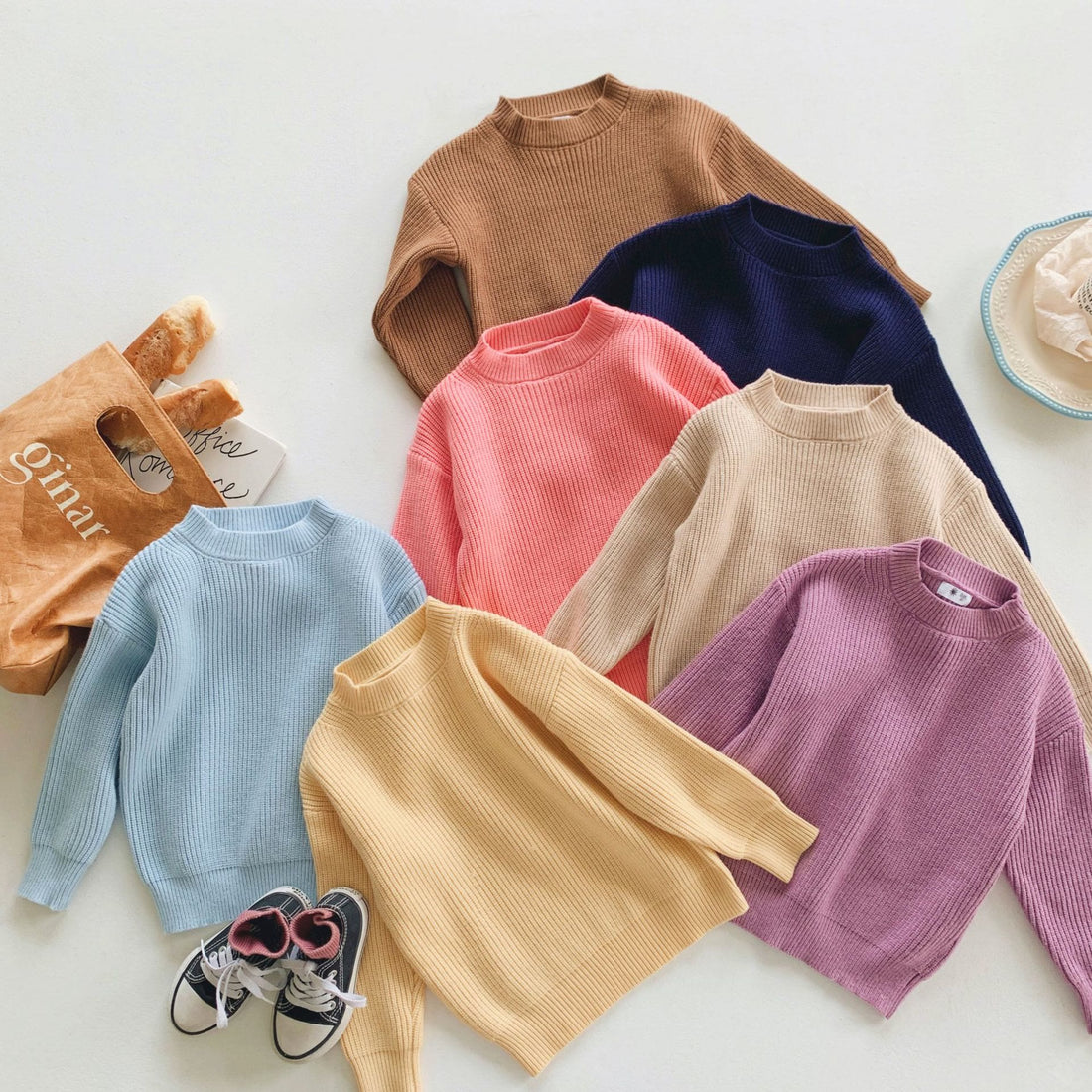 Toddler Solid Color Thin Ribbed Sweater